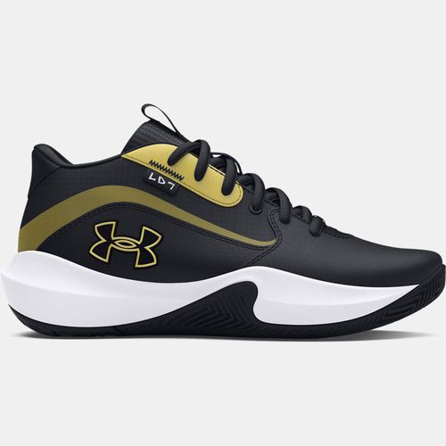 Under Armour Lockdown 7 Grade School Basketball Shoes Black / Black / Metallic Gold
