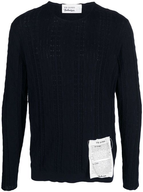 Crew-neck pointelle-knit jumper - Blue