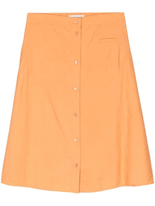 High-waisted A-line midi skirt - Orange