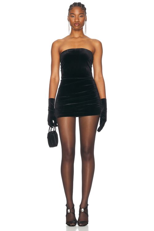 Norma Kamali Strapless Side Drape Pickleball Dress in Black - Black.  XS also in L, M