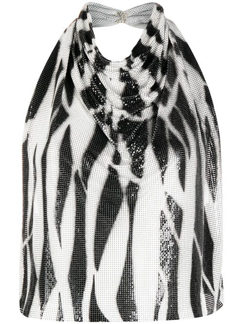 Zebra print open back top - Black