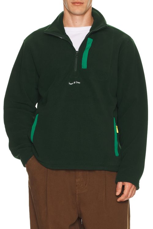 Museum of Peace and Quiet Summit Polar Fleece Quarter Zip in Forest - Green. M also in XS