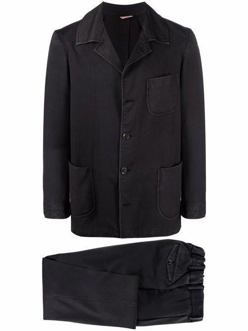 Single-breasted wool suit - Black