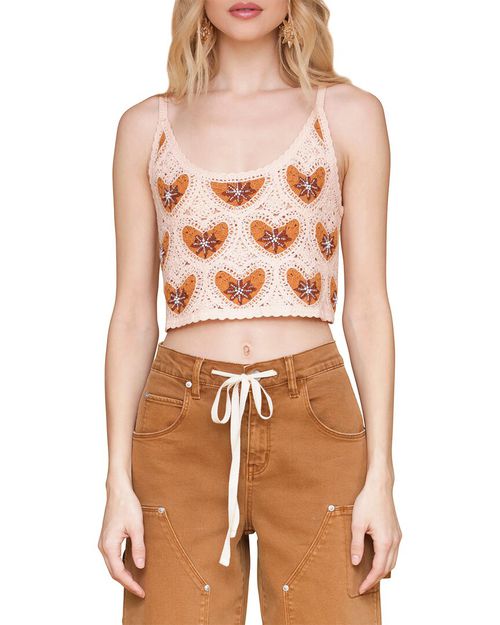Crop Heart Crochet Shirt