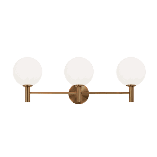 Aged Gold Brass Three Light Wall Sconce from the Cosmo Collection