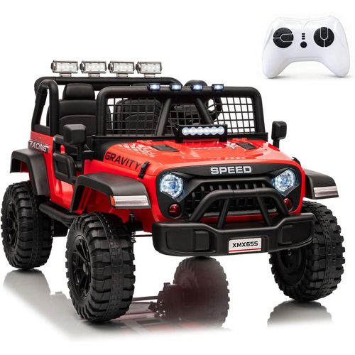 Garvee 2 Seater Ride On Car for Kids, 24V Electric Truck with Remote Control, Spring Suspension, 2 Speeds, Red, 47.2"x31.5"x
