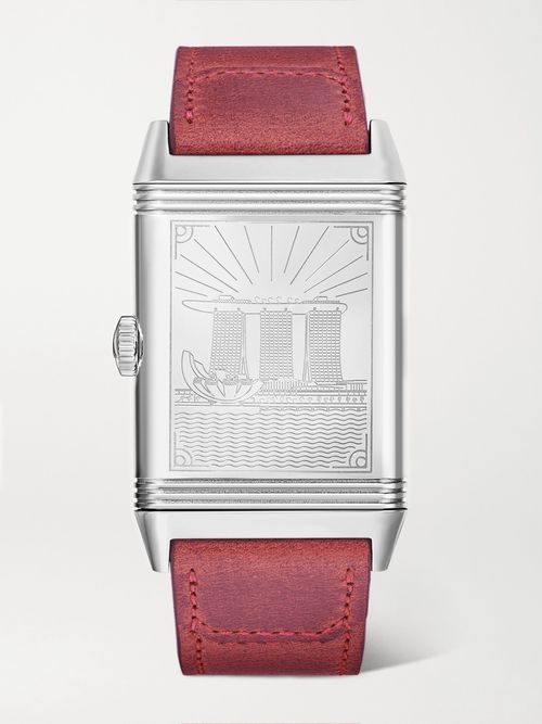 Reverso Classic Singapore Limited Edition Hand-wound 45.6mm Stainless Steel And Leather Watch - Silver