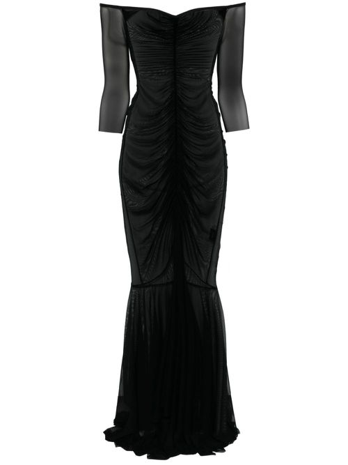 Off-shoulder fishtail gown - Black