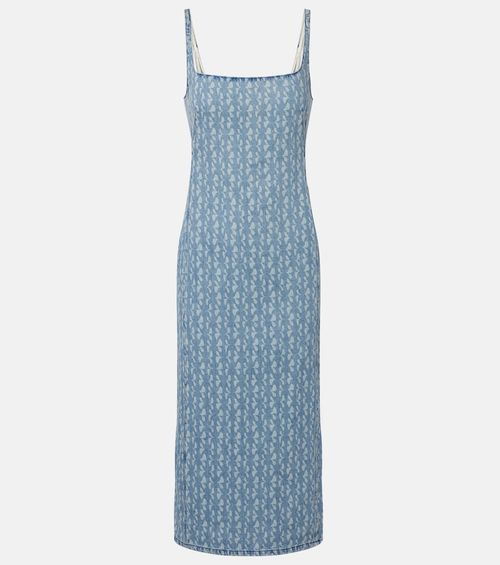 Printed denim midi dress