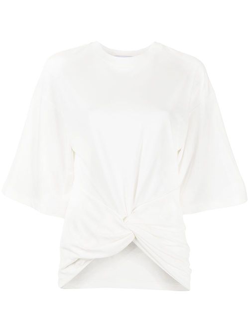 Gathered crew-neck T-shirt - White