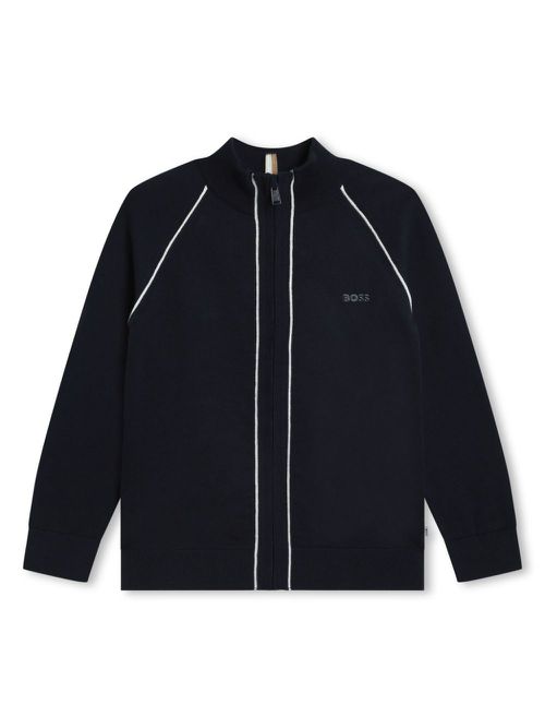Logo-embossed cotton jacket - Blue