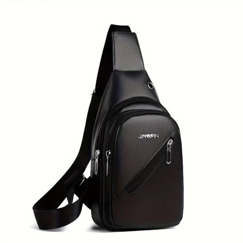 TEMU 2026 New Synthetic Crossbody Chest Sling Bag For Men 1 Shoulder Bag Male, Men's Synthetic Leather Business Shoulder Bags - Large Capacity