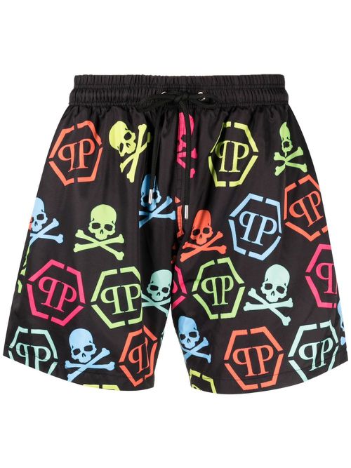 Skull-print swim shorts - Black