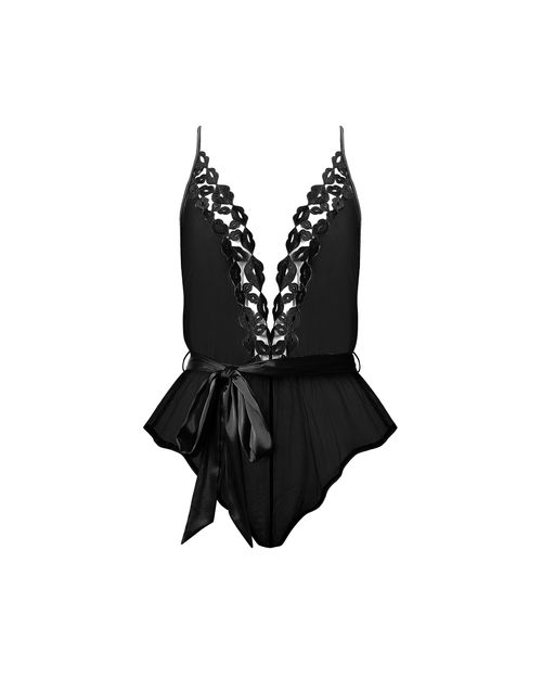 Bluebella Marian Chiffon Embroidered Teddy Black