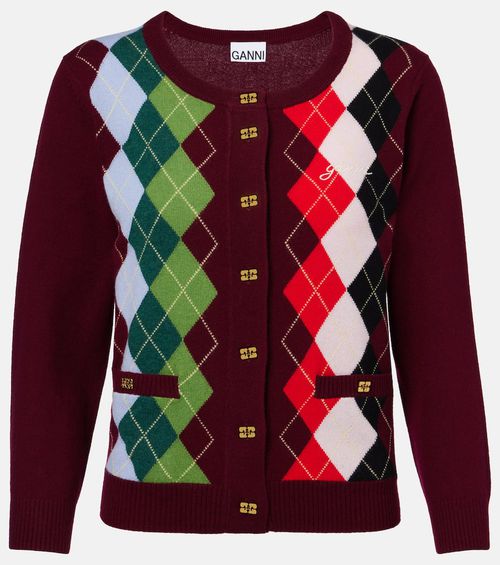 Argyle wool and cashmere cardigan