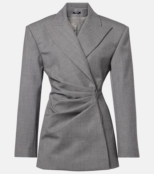 Draped virgin wool blazer dress