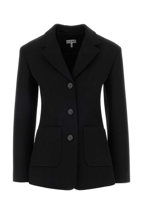 Wool Blend Blazer — Black