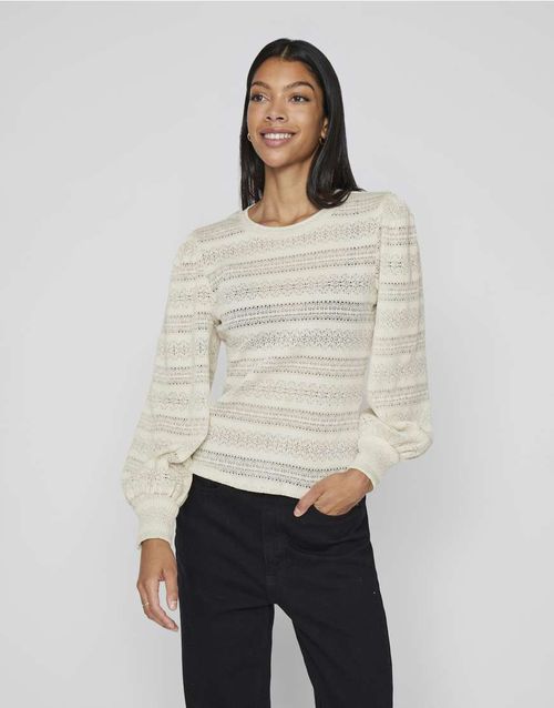 Vila Long sleeved top in birch-Neutral