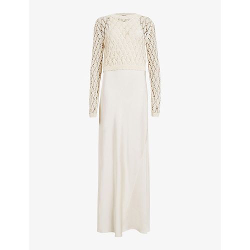 Womens Cream White Erin Two-in-one Crochet-jumper Organic-cotton Maxi Dress