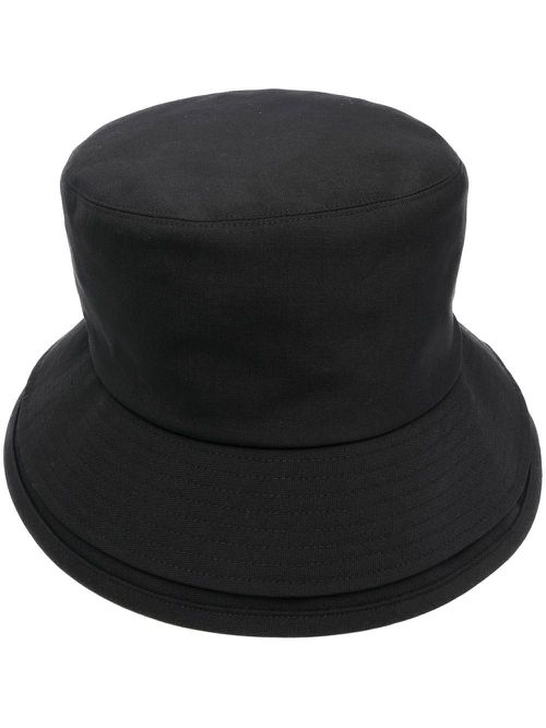 Layered-brim wool bucket hat - Black