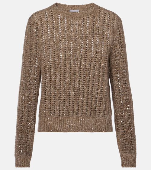 Open-knit sequined sweater