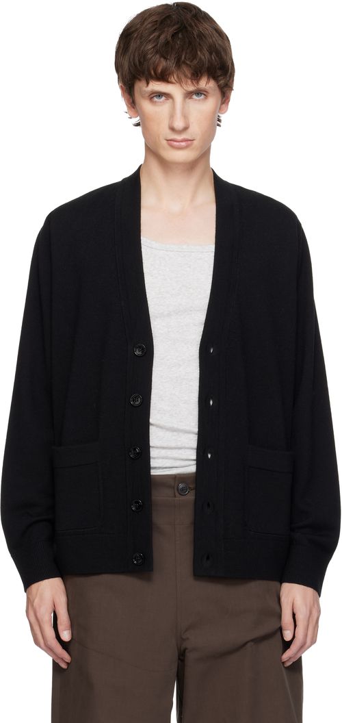 Black Merino Wool Cardigan