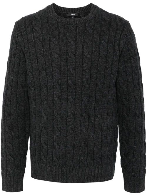 Cable knit mock neck sweater - Grey