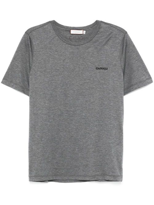 Embroidered-logo T-shirt - Grey