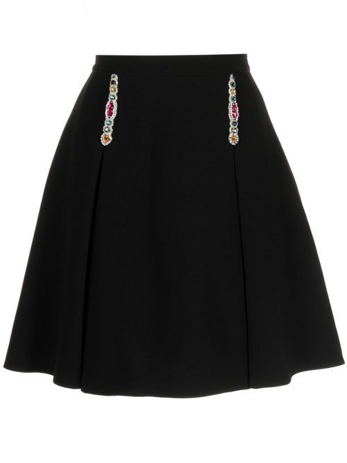 Crystal-embellished cady miniskirt - Black