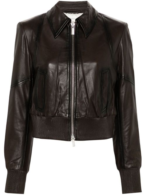 Cropped bomber jacket - Brown
