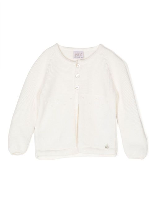 Round-neck knitted cardigan - White
