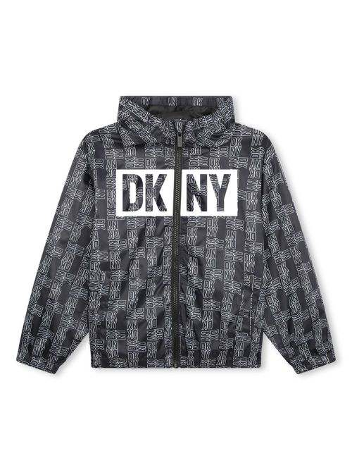 Logo-print hooded jacket - Black