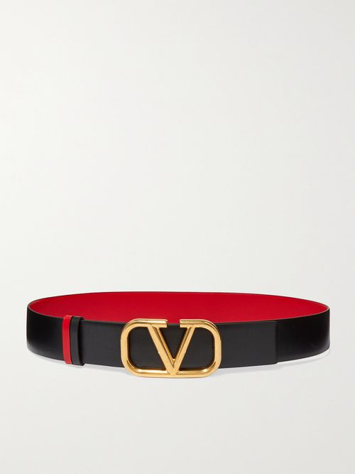 Vlogo Reversible Leather Belt - Black