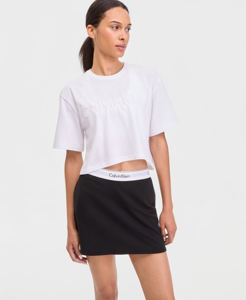 Women's Puff Graphic Logo Pull-On Cropped T-Shirt - Classic White