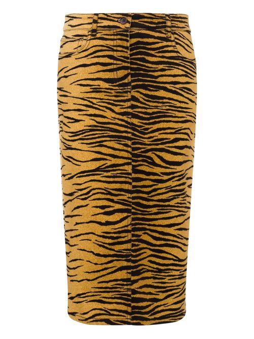 Animal-pattern midi skirt - Brown