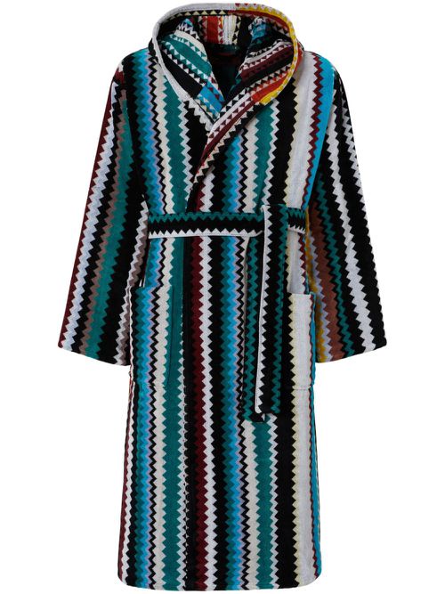 Chevron cotton terry bathrobe - Blue