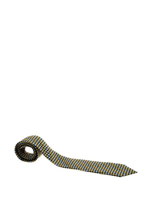 Check-pattern silk tie - Yellow