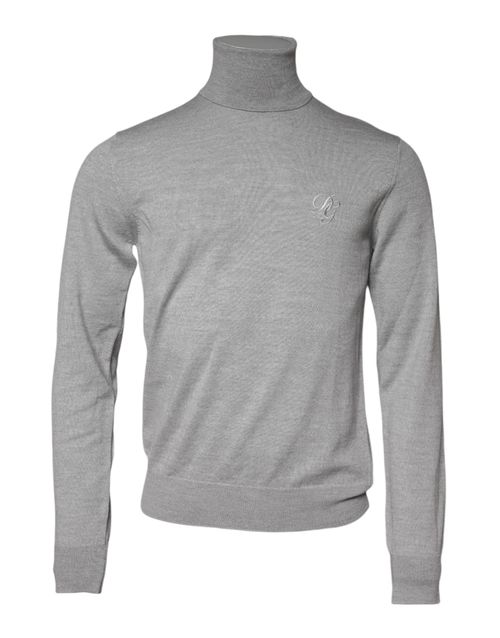 Virgin Wool Turtleneck Sweater — Gray