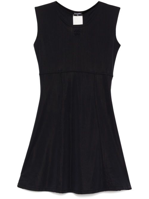 1996 logo embroidery A-line dress - Black