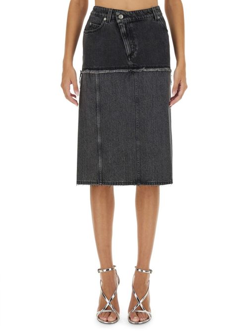 Black Solid Midi Skirt