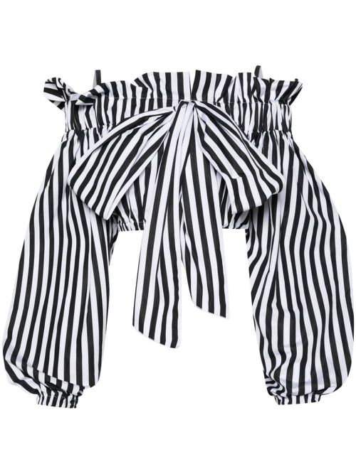 Striped cropped blouse - Black