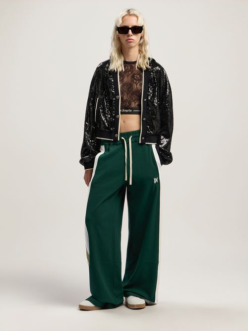 Curved Logo Sequin Crop Jacket Woman  Black
