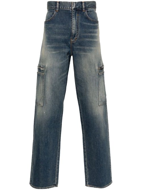 Straight-leg cargo jeans - Blue