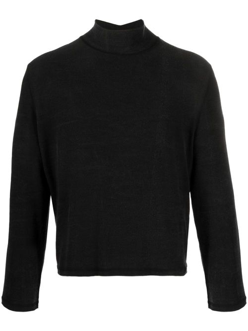 Mock-neck jersey jumper - Black