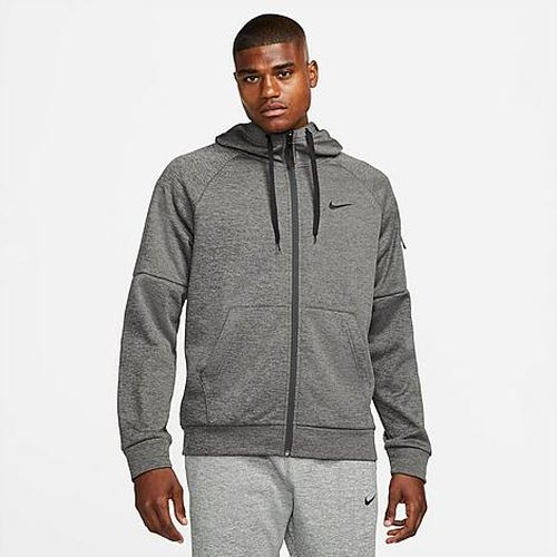 Men's Therma-FIT Full-Zip Hoodie in Charcoal Heather/Dark Smoke Grey/Black