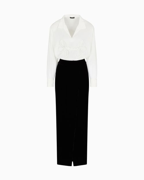 ASV Jeu de Cartes velvet dress with a two-piece effect