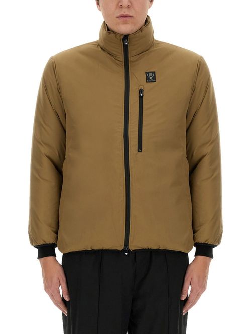 Brown Logo Mock Collar Jacket