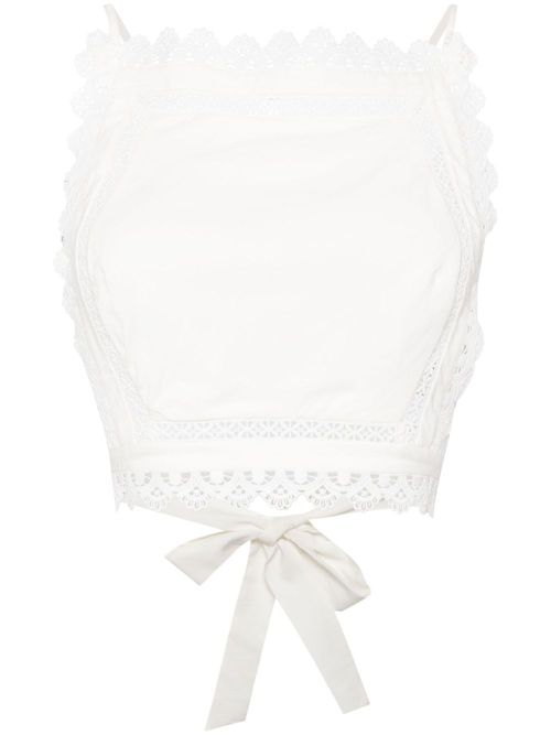 Meadow lace crop top - White