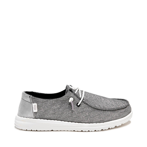 Womens HEYDUDE Wendy Metallic Sparkle Slip-On Casual Shoe - Charcoa
