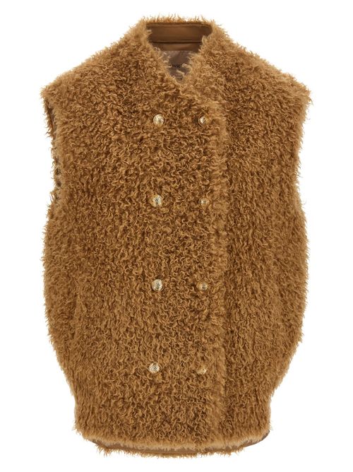 Teddy Soft Double-Breasted Vest — Camel